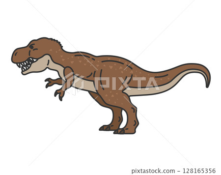 恐龍霸王龍的插圖（線條畫顏色） 128165356