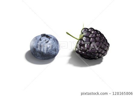 Blueberry and blackberry mockup set, side view, isolated 128165806