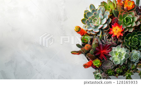 Florarium, aquarium with flowers, banner with copy space, floristry 128165933