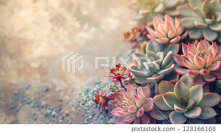 Florarium, aquarium with flowers, banner with copy space, floristry 128166108