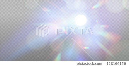 Cool Rainbow reflection light prism effect on light background. Hologram glass dispersion, crystal flare leak shadow overlay. Vector illustration 128166156