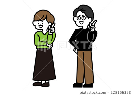 Illustration of a man and woman who came up with a nice idea 128166358