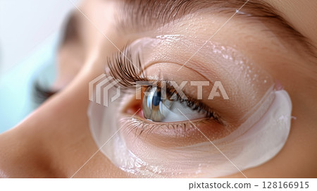 cosmetology beauty salon banner with copy space, face mask, under-eye area, skin care, age changes cosmetology beauty salon banner with copy space, face mask, under-eye area, skin care, age changes 128166915