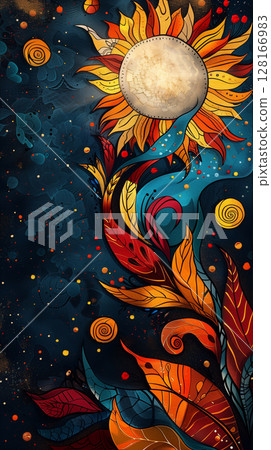 Australian native patterns, International Day of the World's Indigenous Peoples, banner copy space 128166983