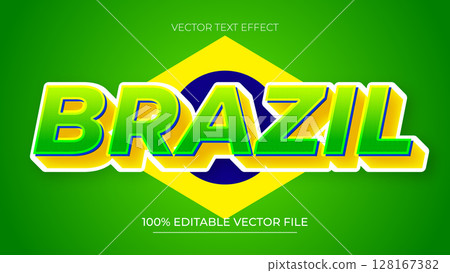 Brazil green and yellow editable text effect 128167382