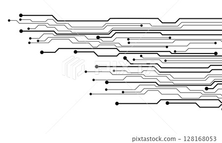 Black line circuit computer technology futuristic on white background design creative vector 128168053