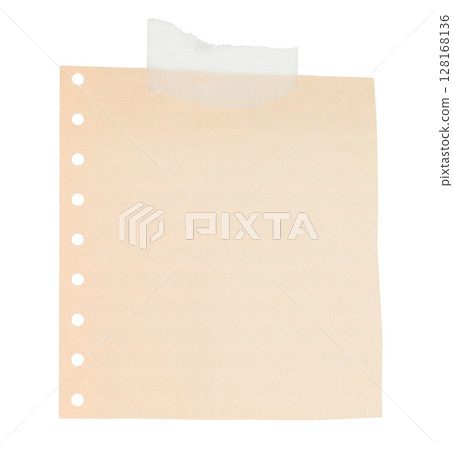 Blank notepad paper attached by adhesive tape, isolated on transparent background. Office blank paper concept 128168136