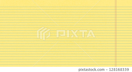 Legal pad lined horizontal textured paper. Yellow worksheet with stripes. Blank empty page of binder. Wide line grid backdrop. Vector grid school notepad cover illustration. Scrapbook stationary 128168339