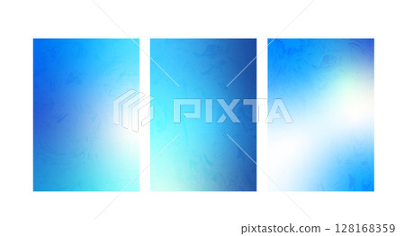Set of frozen glass backgrounds. Blue gradients cover with ice noise texture. Christmas snow gradients for social media. Vertical gradation navy marine covers. Vector collection illustration Set of frozen glass backgrounds. Blue gradients cover with ice noise texture. Christmas snow gradients for social media. Vertical gradation navy marine covers. Vector collection illustration 128168359