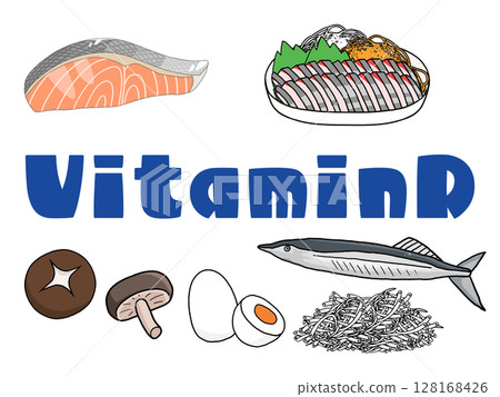 維生素 D 圖像插圖（無背景）（英文文字） 128168426