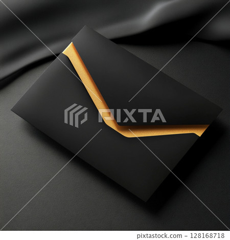Minimalist VIP Invitation Banner with Gold Text on Black Background 128168718
