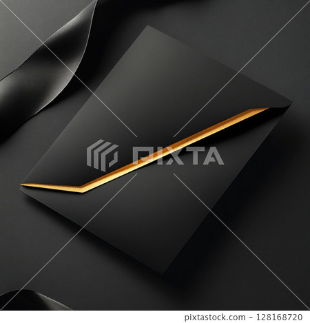 Minimalist VIP Invitation Banner with Gold Text on Black Background 128168720