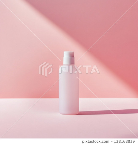 Cosmetic Bottle on Soft Pastel Background with Copy Space 128168839