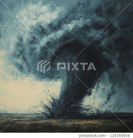 Powerful Tornado Sweeping Through Rural Field 128168938