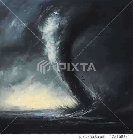 Powerful Tornado Sweeping Through Rural Field 128168951