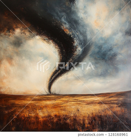 Powerful Tornado Sweeping Through Rural Field 128168961