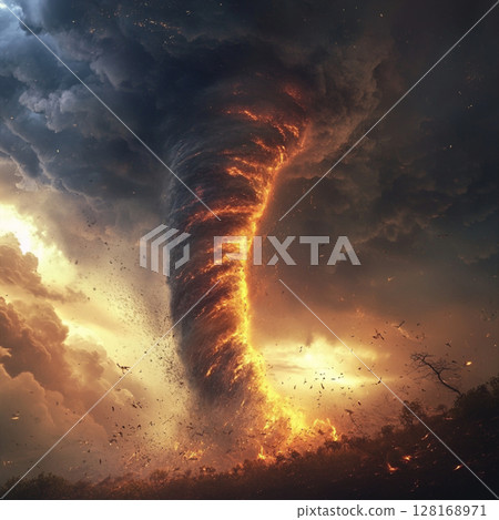 Powerful Tornado Sweeping Through Rural Field Powerful Tornado Sweeping Through Rural Field 128168971