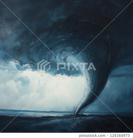 Powerful Tornado Sweeping Through Rural Field 128168973