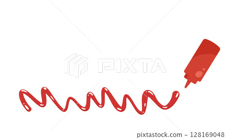 Illustration of drawing zigzag lines with ketchup_16:9 128169048