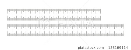 Measuring chart collection with 20, 25 centimeters. Set of rulers scale without numbers. Length measurement math, distance, height, sewing tool, template. Thin graphic outline illustration. 128169114