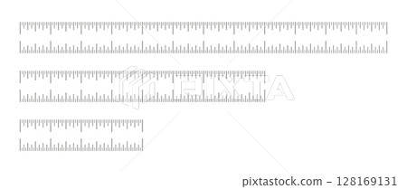 Measuring chart with 4, 8, 12 inches. Set of ruler scales. Black sewing thin tools patterns. Length measurement math, distance, height ruler. 128169131