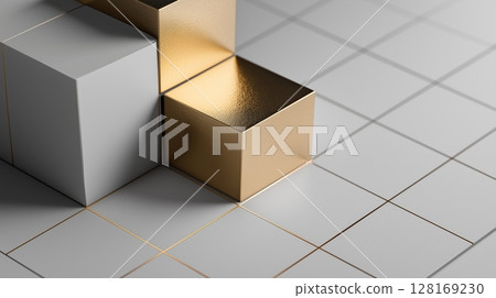 Geometric Elegance in Gold and Gray 128169230