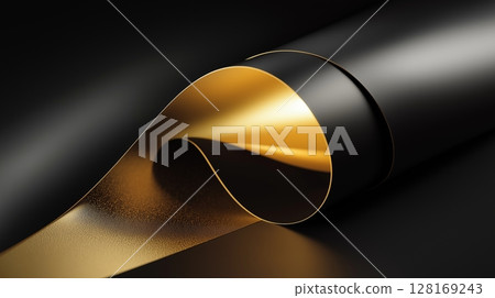 Elegant Gold and Black Ribbon 128169243