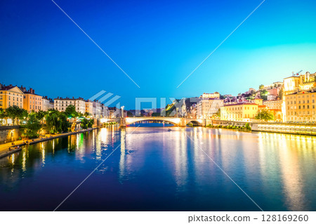 Lyon, France in a beautiful summer night Lyon, France in a beautiful summer night 128169260