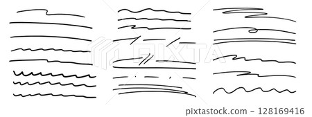Set of black ink pens or markers underscore and accent lines 128169416