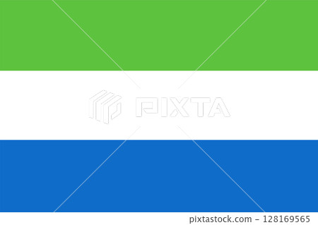 Sierra Leone flag. Official colors and proportions. 128169565