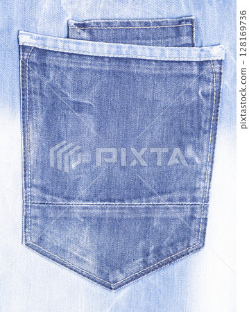 Blue jeans pocket close up 128169736