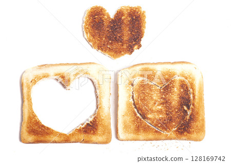 Heart-Shaped Toast isolated on white 128169742