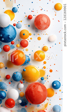 Colorful abstract spheres and dots on white background Colorful abstract spheres and dots on white background 128169901