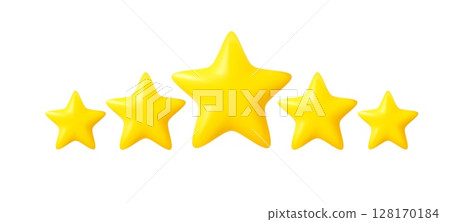 3d Five yellow stars for rating and review 128170184