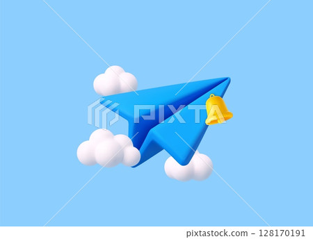3D Paper Airplane icon. 128170191