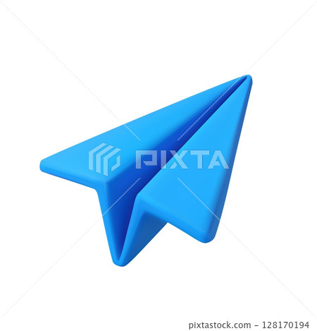 3d Blue paper airplane icon 3d Blue paper airplane icon 128170194