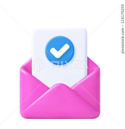Envelope pink with paper documents icon. 128170203