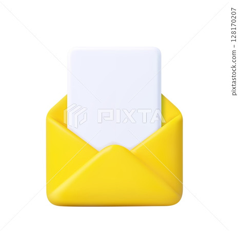 3d Envelope with paper documents icon. 128170207