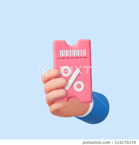 3D hand holding discount coupon with percentage sign 3D hand holding discount coupon with percentage sign 128170239