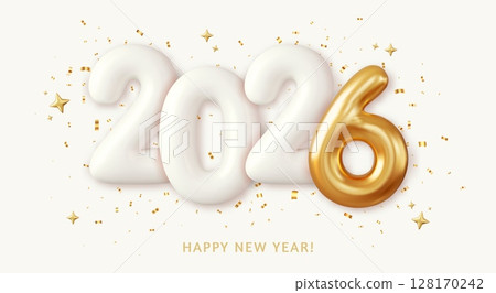 3d 2026 White Foil Balloons. 3d 2026 White Foil Balloons. 128170242