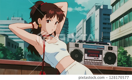 A female character inspired by the era of cel animation 128170577