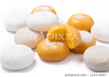 Coconut and mango iced mochi Coconut and mango iced mochi 128170847