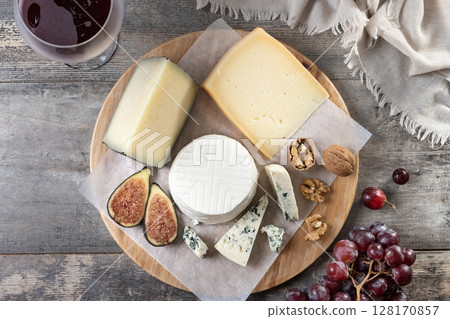 Charcuterie Board with Cheese, Grapes, and Figs Charcuterie Board with Cheese, Grapes, and Figs 128170857