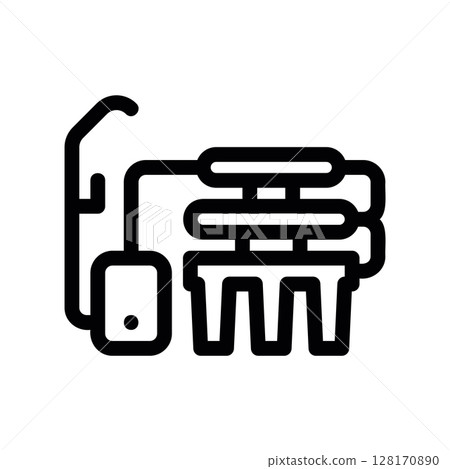 Reverse osmosis water purification system with tank, line art icon Reverse osmosis water purification system with tank, line art icon 128170890