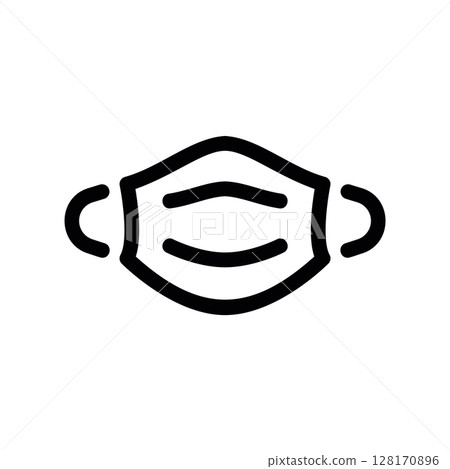Medical face mask for protection, simple line art icon 128170896
