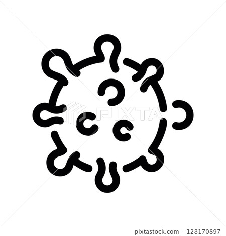 Line art illustration of a virus cell or microorganism 128170897