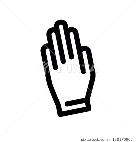 Line art icon of a single disposable medical examination glove 128170903