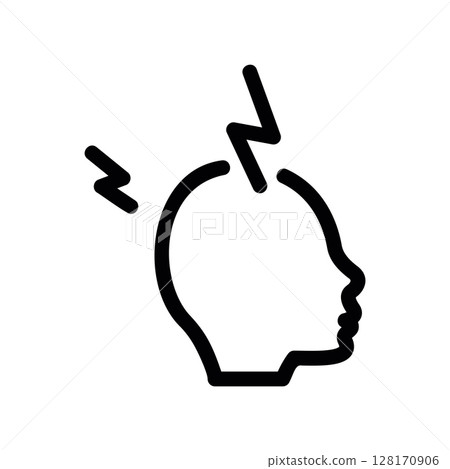 Headache symptom icon with a person s head and lightning bolts Headache symptom icon with a person s head and lightning bolts 128170906