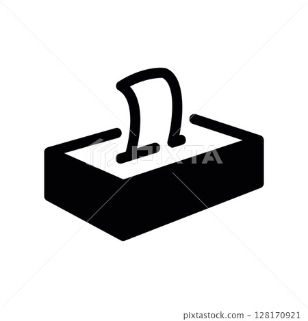 Black icon of a tissue box with a single napkin pulled out 128170921