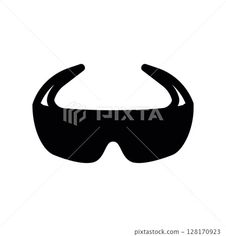 Black icon of protective safety goggles for personal eye safety 128170923